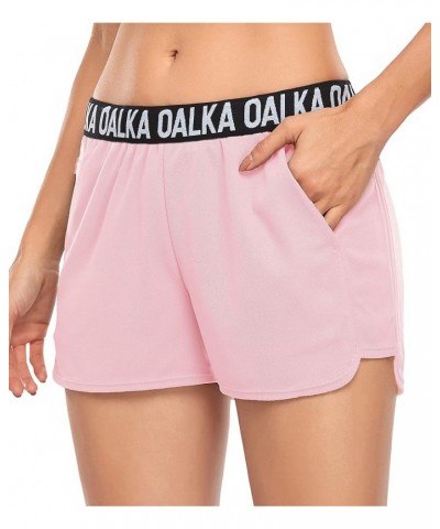 Women's Running Shorts Workout Athletic Fitness Side Pockets Gym Shorts Pink $7.64 Activewear