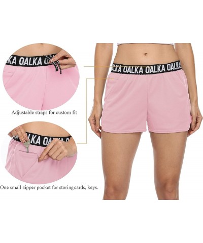 Women's Running Shorts Workout Athletic Fitness Side Pockets Gym Shorts Pink $7.64 Activewear