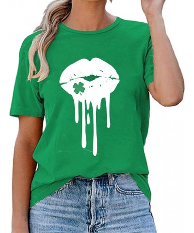 Womens St Patrick's Day Shirt Comfy Soft Cotton Shamrock Shirt 01green $8.40 T-Shirts