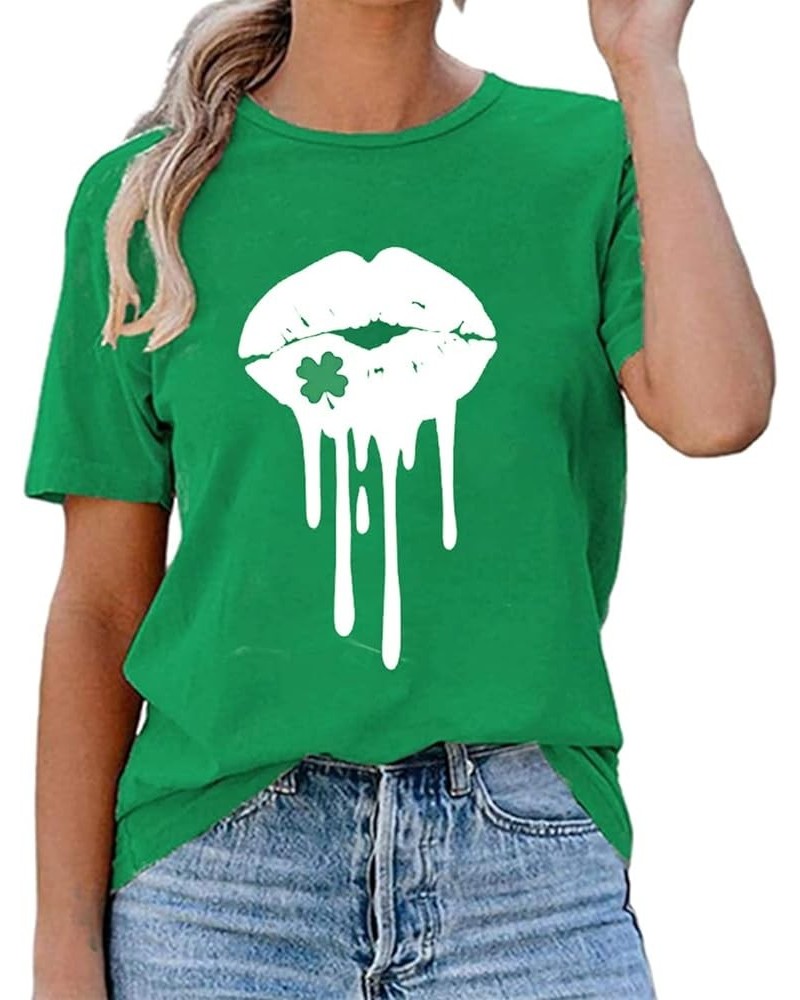 Womens St Patrick's Day Shirt Comfy Soft Cotton Shamrock Shirt 01green $8.40 T-Shirts