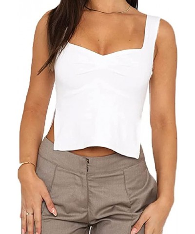 Women's Sexy Camisole Tank Top Sleeveless Spaghetti Strap Cami Crop Tops Y2K Summer Going Out Tops H-white $10.44 Tanks