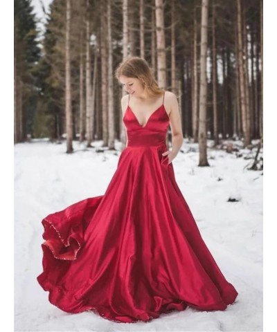 Satin Ball Gown Prom Dresses for Women with Pocket A Line Long Wedding Guest Dresses Evening Gown Peacock $34.05 Dresses