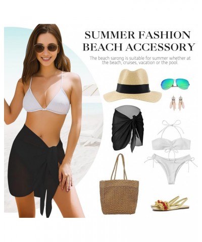 2pcs Beach Cover Up for Women, Chiffon Sarong Swimsuit Coverup for Pool, Summer Resort Wear Black White, S-M Fits Most 2xl-3x...