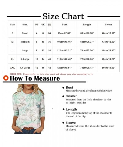 Womens 3/4 Mid-Length Sleeve Shirt 2023 Vintage Floral Print Round Neck Tops Summer Casual Comfy Slim Fit Tunic Blouse Hot Pi...