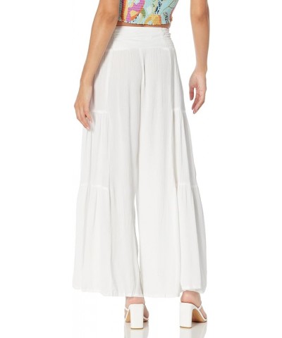 Women's Tie Waist Tiered Wide Leg Pants White $19.95 Pants