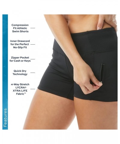 Chandra Spandex Workout Swim Shorts — Quick Drying Yoga, Running, Swim, Volleyball 001 Black $20.88 Swimsuits