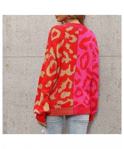 Cardigan for Women Oversized Contrast Color Fall New Knit Sweater Long Sleeve Button Open Front Fall Cardigan Hot Pink $8.95 ...