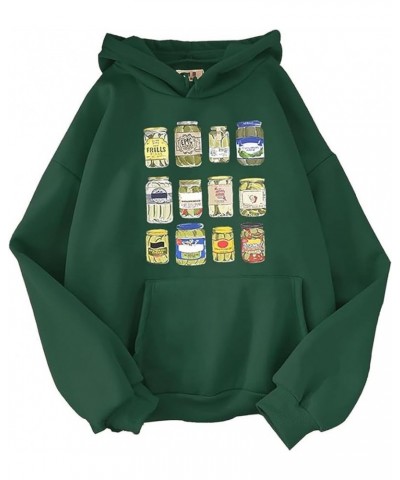 Women Vintage Canned Pickles Hoodie Colorful Sweatshirt Personalized Unisex Trendy Pullover Harajuku Outwear Green $12.80 Hoo...