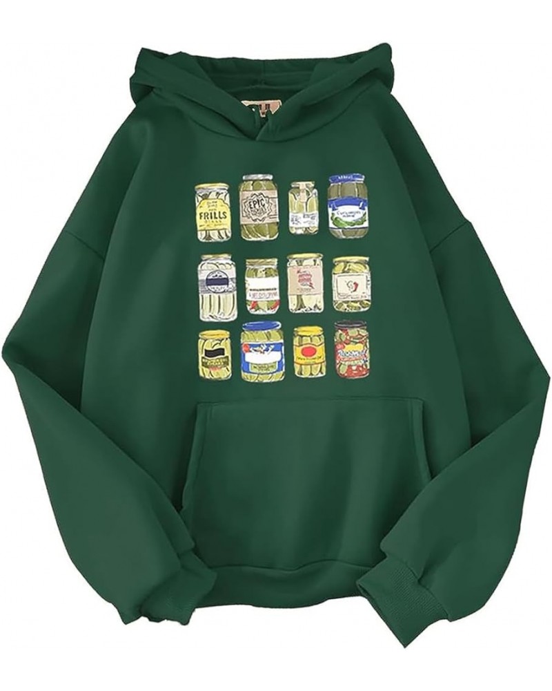 Women Vintage Canned Pickles Hoodie Colorful Sweatshirt Personalized Unisex Trendy Pullover Harajuku Outwear Green $12.80 Hoo...