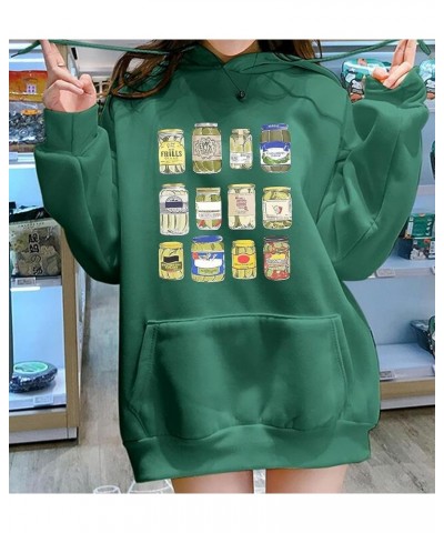 Women Vintage Canned Pickles Hoodie Colorful Sweatshirt Personalized Unisex Trendy Pullover Harajuku Outwear Green $12.80 Hoo...