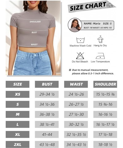 Turtleneck Short Sleeve Crop Top Womens Mock Neck Basic Tee Cap Sleeve Tops Crop Shirt Women Cropped Tshirt Tees Slim Fit Lig...