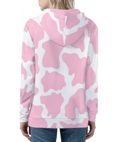 Women's Long Sleeve Hooded Cardigans Fall Lightweight Hoodie Sweatshirts Full Zip with Pocket Pink Milk Cow Prints $17.63 Hoo...