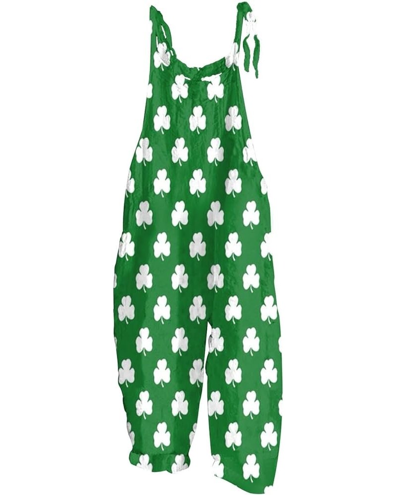 Womens St. Patrick's Day Overalls Vintage Printed Jumpsuit Plus Size Loose Bib Overall Baggy Harem Long Pants 01-light Green ...