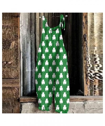 Womens St. Patrick's Day Overalls Vintage Printed Jumpsuit Plus Size Loose Bib Overall Baggy Harem Long Pants 01-light Green ...