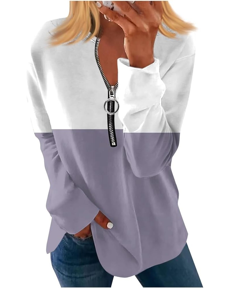 1/4 Zip Pullover Womens Long Sleeve Half Zip Pullover Sweatshirts Plus Size Zip Up Hoodies Outfits Y2K Clothes 4-purple $11.6...