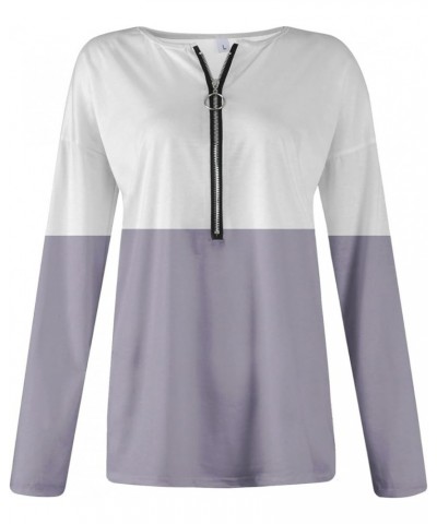 1/4 Zip Pullover Womens Long Sleeve Half Zip Pullover Sweatshirts Plus Size Zip Up Hoodies Outfits Y2K Clothes 4-purple $11.6...