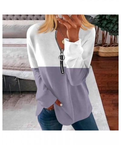 1/4 Zip Pullover Womens Long Sleeve Half Zip Pullover Sweatshirts Plus Size Zip Up Hoodies Outfits Y2K Clothes 4-purple $11.6...