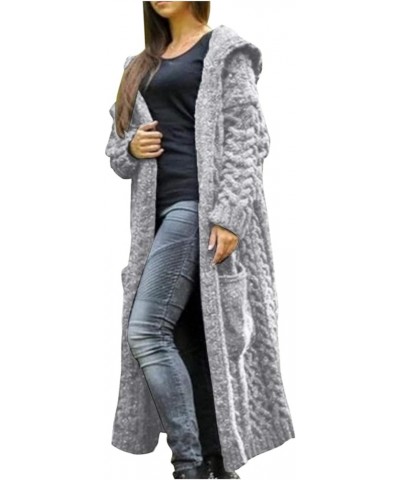 Cardigan Sweaters For Women 2022 Long Length Hooded Sweater Jackets Casual Open Front Cable Knit Coats With Pockets Gray $13....