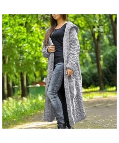 Cardigan Sweaters For Women 2022 Long Length Hooded Sweater Jackets Casual Open Front Cable Knit Coats With Pockets Gray $13....