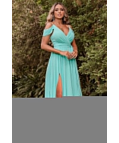 Women's Off Shoulder Bridesmaid Dresses Long Chiffon Formal Dress with Slit CY029 Plum $21.60 Dresses