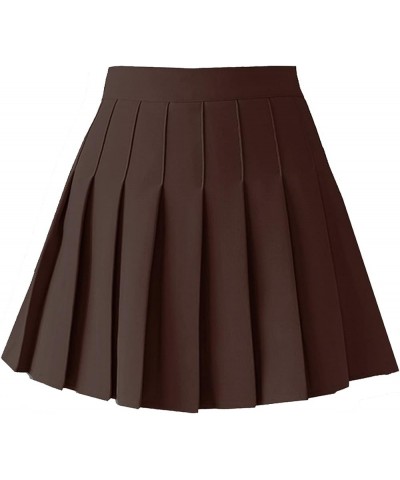 Women's High Waist A-Line Pleated Mini Skirt Short Tennis Skirt Chocolate $13.76 Skirts