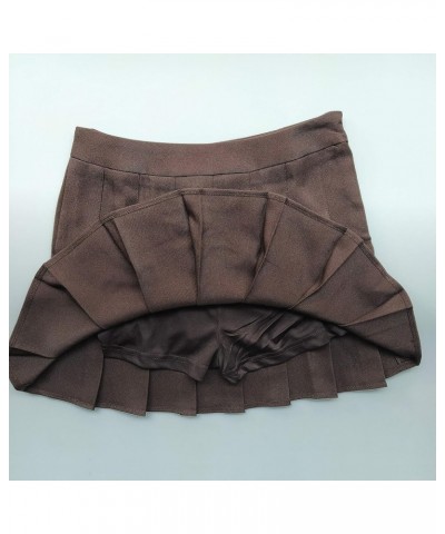 Women's High Waist A-Line Pleated Mini Skirt Short Tennis Skirt Chocolate $13.76 Skirts