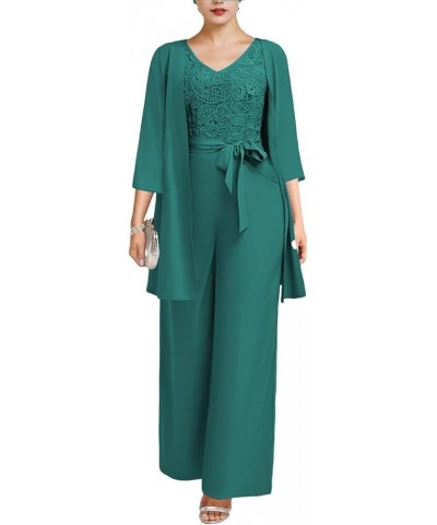 Modest Women's Two Pieces V Neck Pant Suit with Jacket Wedding Guest Dress ME004 Peacock $33.97 Suits