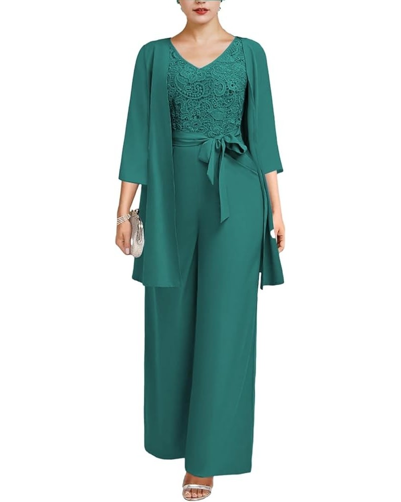 Modest Women's Two Pieces V Neck Pant Suit with Jacket Wedding Guest Dress ME004 Peacock $33.97 Suits