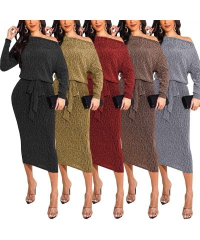 Women's Sexy Dresses Sparkly Basic Long Sleeve Bodycon Sequin Club Night Party Dress 3wine Red $15.51 Dresses