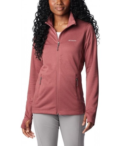 Women's Park View Grid Fleece Full Zip Red $23.76 Jackets