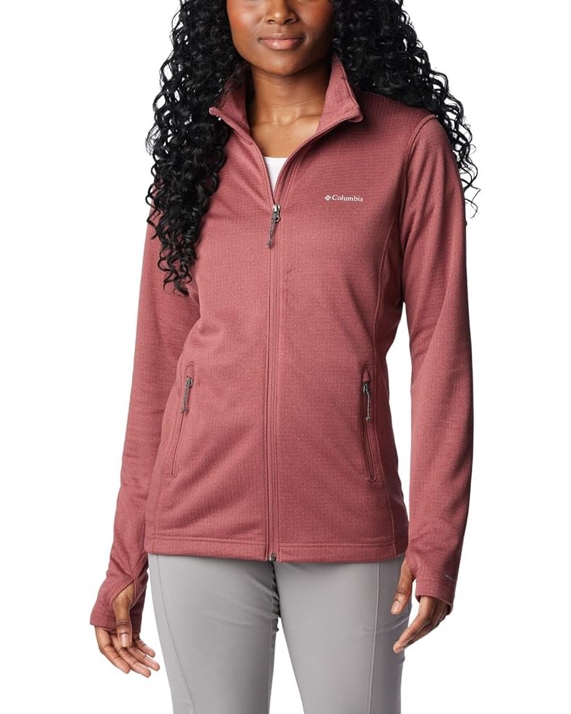 Women's Park View Grid Fleece Full Zip Red $23.76 Jackets