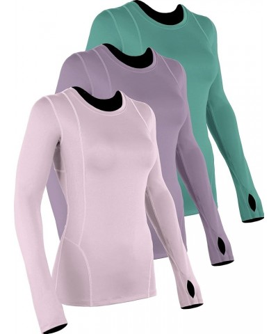 Quick-Drying Running Long Sleeve Shirt for Women Workout Shirts 01:light Pink, Purple, Dark Green, Pack of 3 $11.54 Activewear