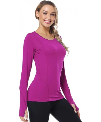 Quick-Drying Running Long Sleeve Shirt for Women Workout Shirts 01:light Pink, Purple, Dark Green, Pack of 3 $11.54 Activewear