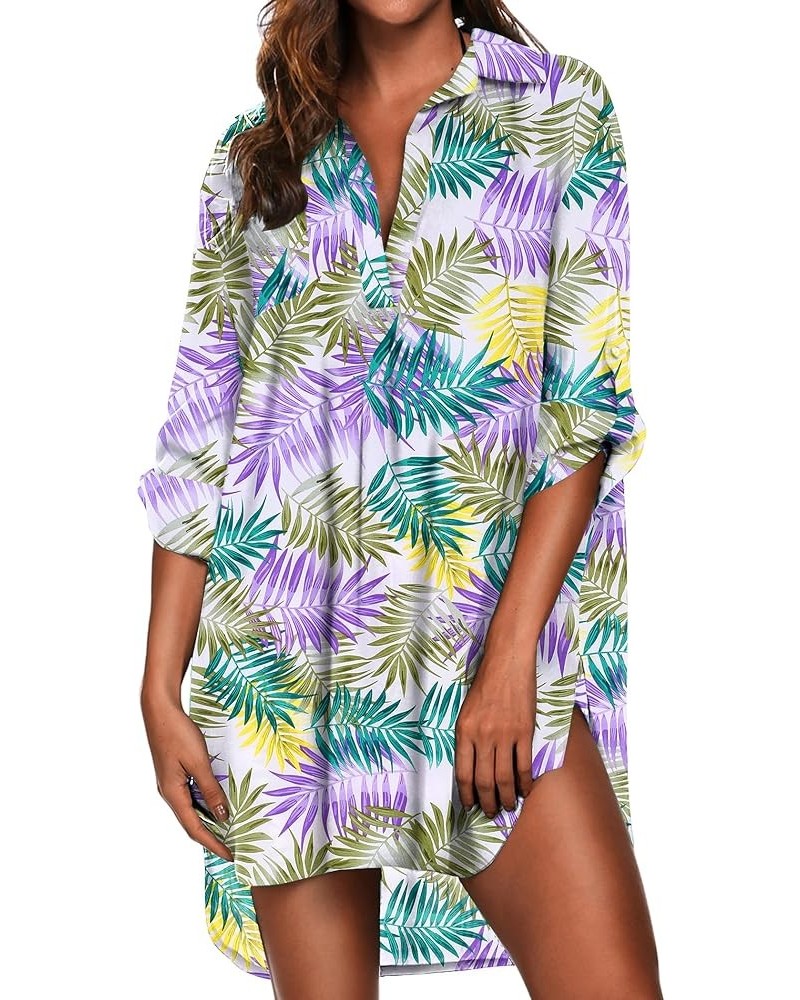 Women's Swimsuit Beach Cover Up Shirt Bikini Beachwear Bathing Suit Beach Dress Zw528-tropical Print $18.19 Swimsuits