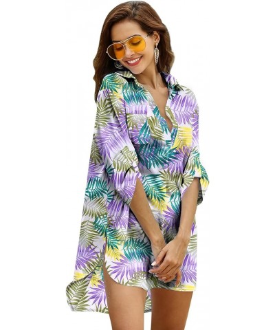 Women's Swimsuit Beach Cover Up Shirt Bikini Beachwear Bathing Suit Beach Dress Zw528-tropical Print $18.19 Swimsuits