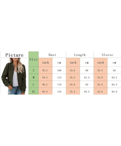 Women's Zip Up Collarless Faux Fur Outerwear Teddy Jacket Long Sleeve Shearling Parka Winter Jacket Coat Khaki $11.52 Coats