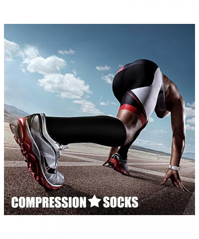 Compression Socks for Women & Men Circulation (4 Pairs) 15-20 mmHg is Best Support for Athletic Running Cycling 04 Black/Blac...