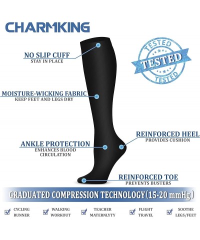 Compression Socks for Women & Men Circulation (4 Pairs) 15-20 mmHg is Best Support for Athletic Running Cycling 04 Black/Blac...