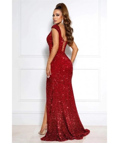 Off The Shoulder Sequin Prom Dresses with Slit Long Formal Evening Gowns Teal $30.00 Dresses