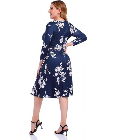 Womens V-Neck 3/4 Sleeve A Line Midi Faux Wrap Plus Size Cocktail Party Swing Dress Pattern E $8.54 Activewear