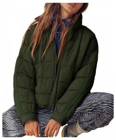 Womens Oversized Puffer Jacket Baggy Zip Up Quilted Lightweight Down Coat Long Sleeve Packable Short Down Coat Tops D-army Gr...