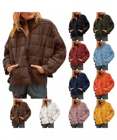 Womens Oversized Puffer Jacket Baggy Zip Up Quilted Lightweight Down Coat Long Sleeve Packable Short Down Coat Tops D-army Gr...