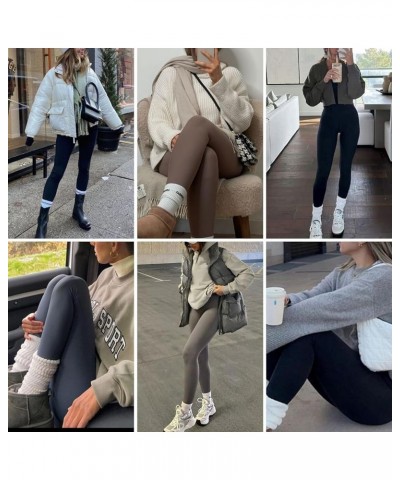 Thick Fleece Lined Leggings Women High Waisted Tummy Control Warm Thermal Yoga Pants for Winter Cold Weather Grey $11.19 Legg...