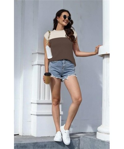 Cap Sleeve Knit Sweater Tops Sleeveless Vest Summer Tops 2024 Clothes Oversized Tank Tops Trendy T Shirts Color Apricot $15.1...