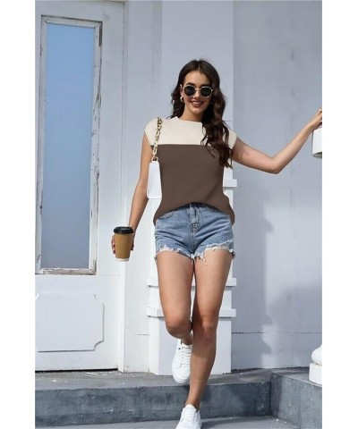 Cap Sleeve Knit Sweater Tops Sleeveless Vest Summer Tops 2024 Clothes Oversized Tank Tops Trendy T Shirts Color Apricot $15.1...