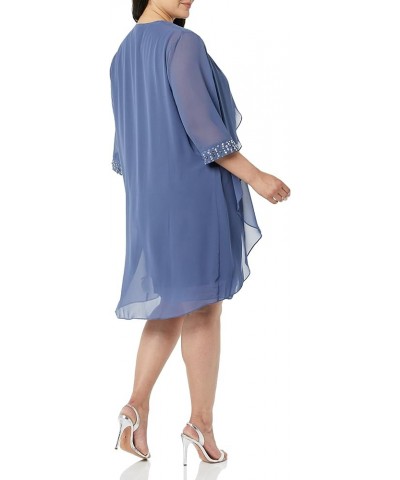 Women's Plus Size Chiffon Tier Jacket Dress with Beading Detail Wedgewood Beaded $57.46 Dresses