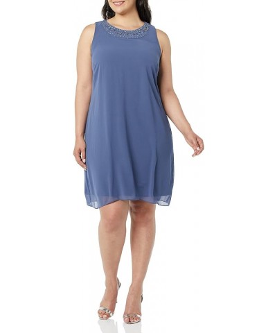 Women's Plus Size Chiffon Tier Jacket Dress with Beading Detail Wedgewood Beaded $57.46 Dresses