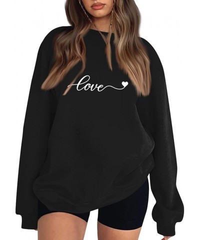 Sweatshirt for Women Round Neck Casual Fashion Valentine's Day Print Tops Long Sleeve O-Neck Pullover Blouse 3-black $12.50 H...