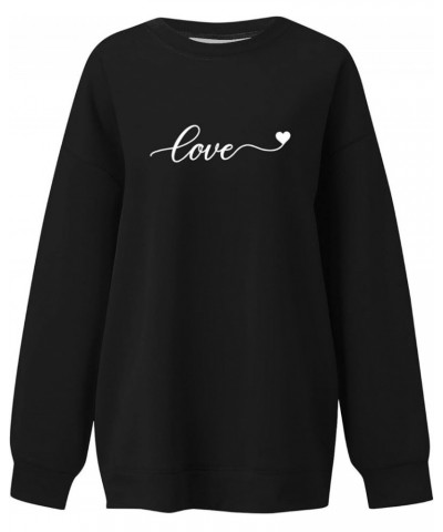 Sweatshirt for Women Round Neck Casual Fashion Valentine's Day Print Tops Long Sleeve O-Neck Pullover Blouse 3-black $12.50 H...