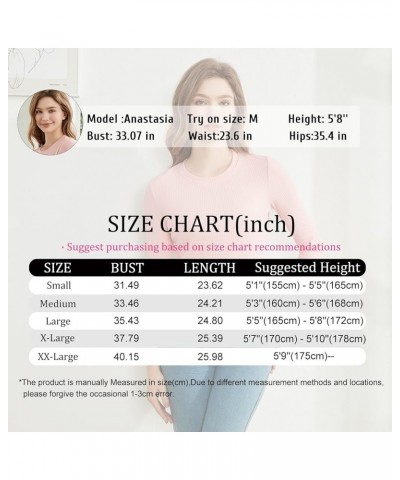 Cotton Long Sleeve Shirts for Women Slim Fitted Ribbed Knit Crewneck Tops Basic Tshirt Tee Tight Undershirt Light Pink $10.00...